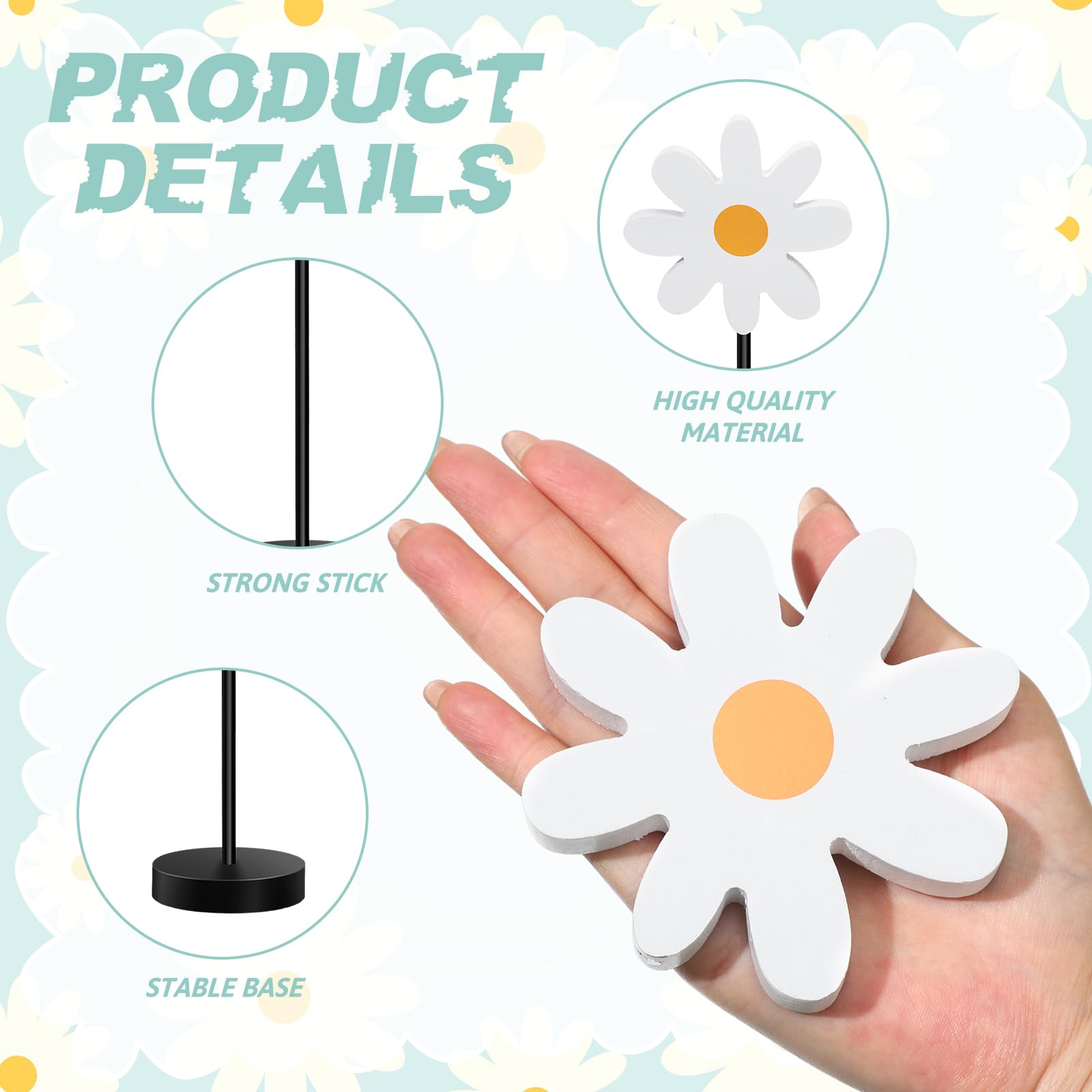 Amazon.com: Geetery 6 Pack Spring Floral Centerpieces Wooden Daisy